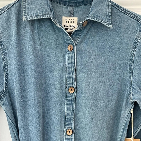 Billabong Salty Blonde Sunday Uniform denim work jumpsuit overalls size XS/6 - Picture 6 of 16